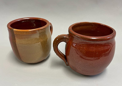 Mugs, stoneware, wood or gas fired to cone 10