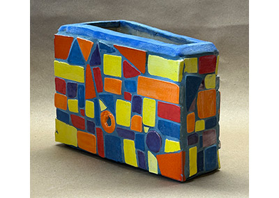 ceramic mosaic flower pot in bright colors