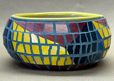ceramic mosaic flower pot in bright colors