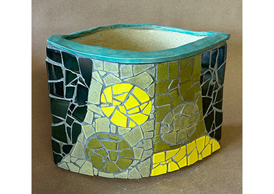 ceramic mosaic flower pot in bright colors